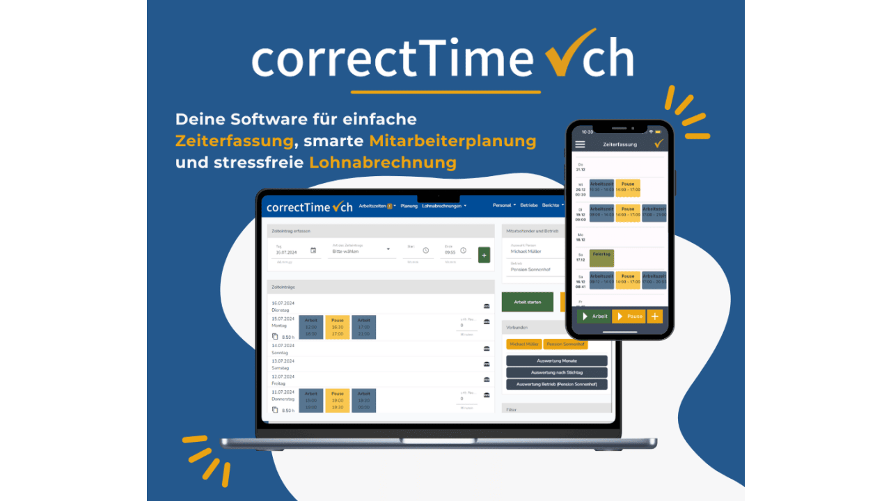 correctTime - deine correcte Zeiterfassung für deinen Hotel- oder Gastrobetrieb
